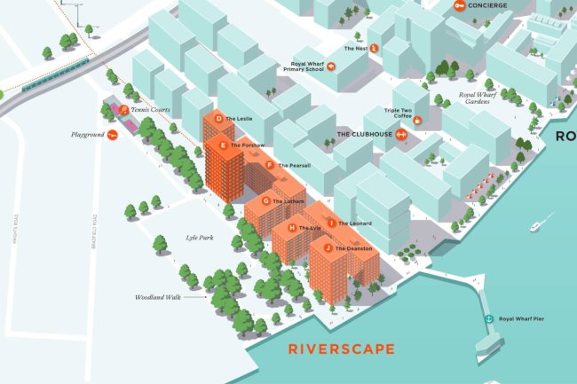 Ballymore imzalı Riverscape daireleri